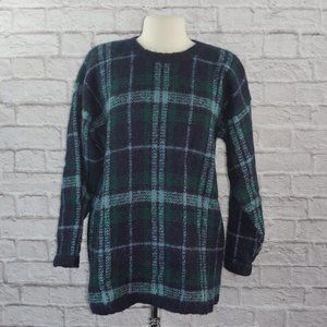 Vintage 90s Plaid Mohair Knit Sweater